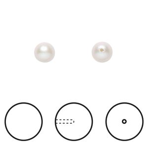 Pearl 500pk iridescent dove grey, Swarovski® 6mm half-drilled round 5818