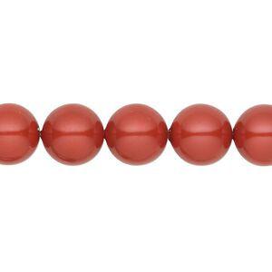 Pearl 25pk dark coral pearl, Crystal Passions® 10mm round 5810