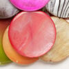 Mother-of-pearl shell 1pkg6oz, puffed flat round bead mix mixed colors 29-30mm image number 0