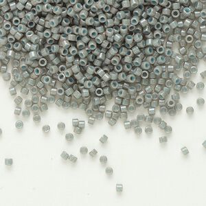 Seed bead, Delica®, glass, pkg/50g, #11 round, opaque light grey (DB-0652).