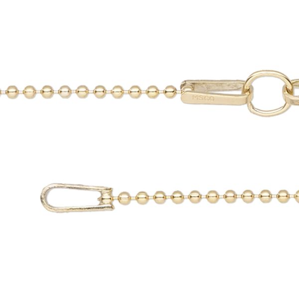 Chain, Gossamer™, 14Kt gold-filled, 1mm ball, adjustable at 16 and 18 inches with springring clasp, Sold individually. image number 0