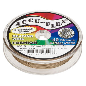 Beading wire, Accu-Flex&reg;, nylon and stainless steel, rose gold, 49 strand, 0.014-inch diameter. Sold per 30-foot spool.