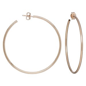 Earring, 14Kt rose gold-filled, 38mm hoop with post and flexible hollow tube. Sold per pair.