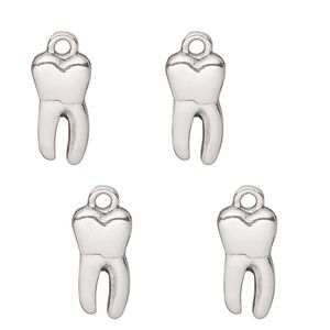Charm, antique silver-finished "pewter" (zinc alloy), 15x8mm single-sided tooth. Sold per pkg of 4.