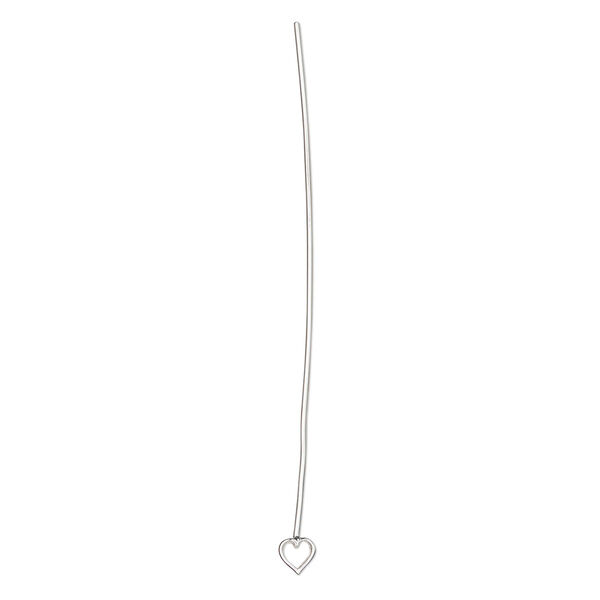 Head pin 1pkg2 silver-plated brass, 2 inches with 3.5mm open heart, 22 gauge. image number 0