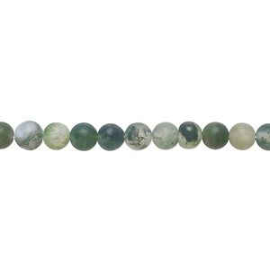 Moss agate 1pkg1, matte round bead natural 8 inch 4mm