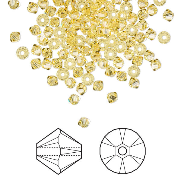 Bead 144pk light topaz, Crystal Passions® 3mm bicone 5328 image number 0