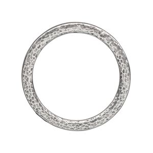 Component, TierraCast®, "Hammertone" collection, pewter (tin-based alloy), 31.5mm hammered open round. Sold individually.