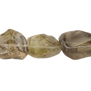Lemon smoky quartz 1pkg1, tumbled nugget bead 7 inch small to large
