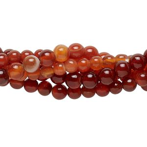 Red agate 1pkg5, round bead 15 inch 4-5mm