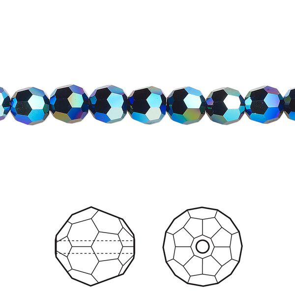 Bead 1pkg144 jet shimmer 2X, Crystal Passions&reg; 6mm round 5000 image number 0