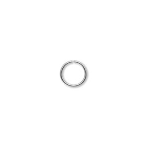 Jump ring, silver-plated brass, 8mm round, 6.4mm inside diameter, 20 gauge. Sold per pkg of 100.