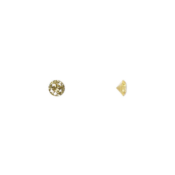 Gem, cubic zirconia, topaz gold, 3.5mm faceted round, Mohs hardness 8-1/2. Sold per pkg of 5. image number 0