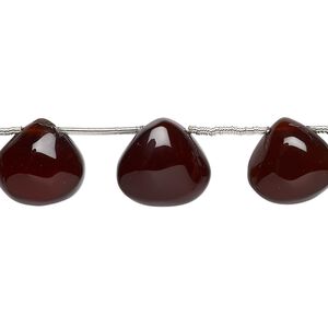 Amber onyx 1pkg8, hand-cut top-drilled puffed teardrop bead 10-12mm