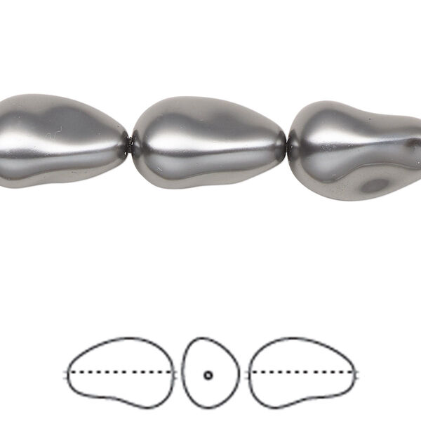 Pearl 10pk dark grey, Crystal Passions® 16x11mm baroque drop 5843 image number 0