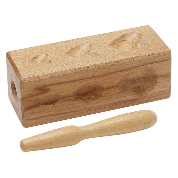 Dapping block, wood, 5 x 2 x 2-inch 4-sided block with 4-1/2 x 3/4 inch punch. Sold per 2-piece set. image number 0