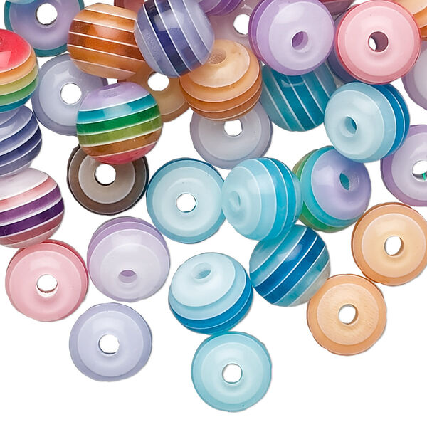 Bead mix, laminated acrylic, transparent and opaque multicolored, 8mm round. Sold per pkg of 100. image number 0