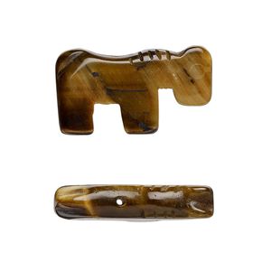 Tigereye 1pkg2, hand-cut horse bead natural 24x13mm