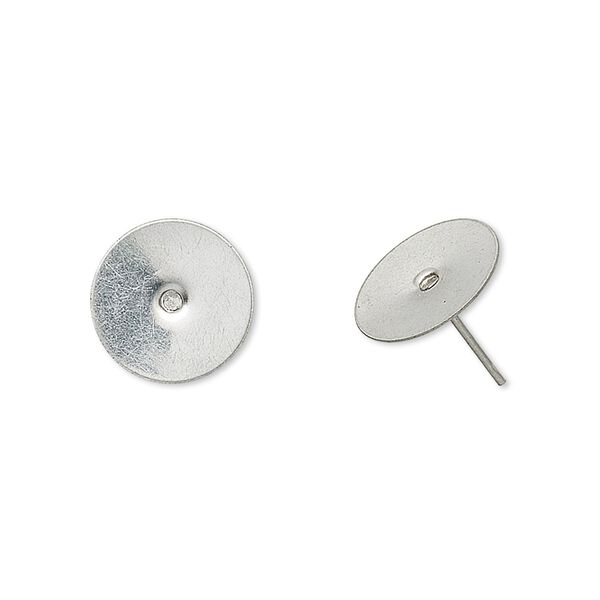 Earstud 1pkg100, 12mm flat pad, stainless steel 50 pair image number 0