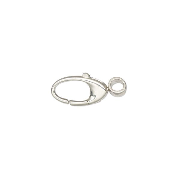 Clasp, lobster claw, sterling silver and steel, 12x6mm oval with swivel. Sold individually. image number 0