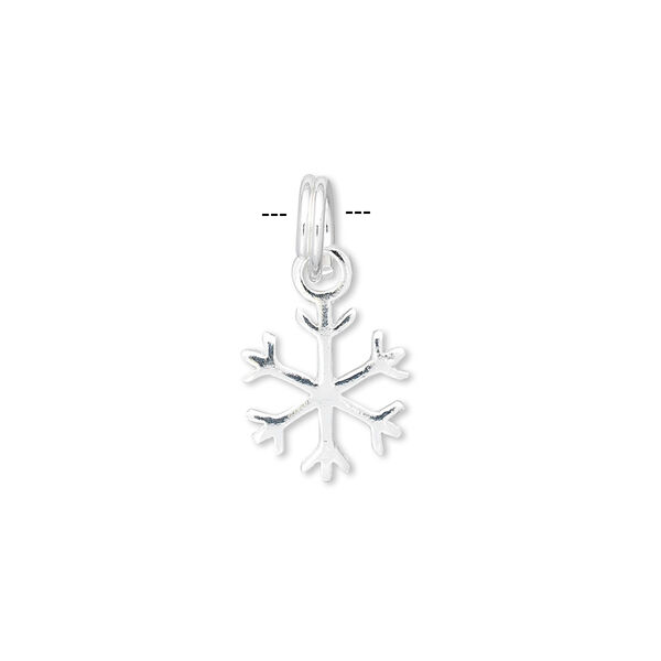 Charm, sterling silver, 12mm snowflake. Sold individually. image number 0