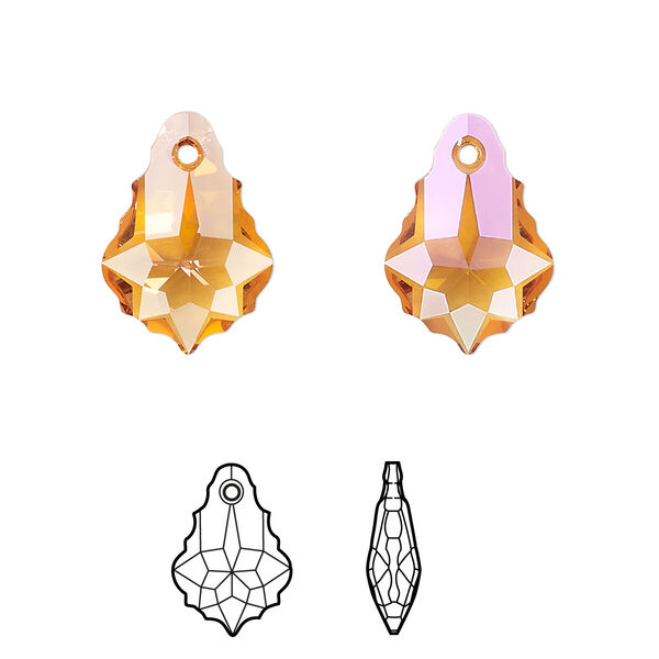 Drop 2pk crystal summer blush, Crystal Passions® 16x11mm pendant baroque 6090 image number 0