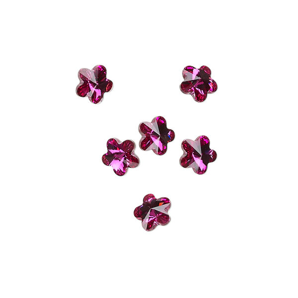 Fancy stone 6pk fuchsia foil back, Crystal Passions® 6mm flower 4744 image number 0