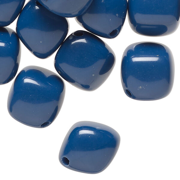 Bead, acrylic, navy blue, 15mm diagonally drilled cube. Sold per 2-ounce pkg, approximately 35 beads. image number 0