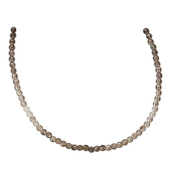 Bead, smoky quartz (heated / irradiated), shaded, 3-4mm hand-cut faceted round with 0.4-1.4mm hole, B+ grade, Mohs hardness 7. Sold per 8-inch strand. image number 0