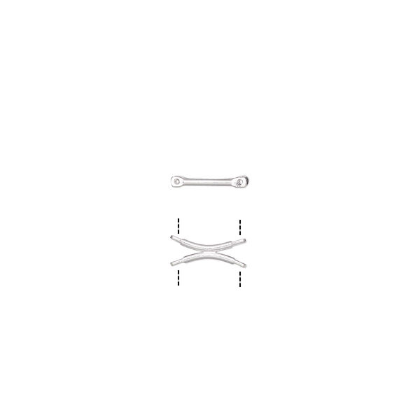 Link, silver-plated brass, 16x6mm double curve with 4 loops. Sold per pkg of 20. image number 0
