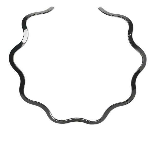 Neckwire, gunmetal-plated brass, 5mm flat wavy, 15 inches. Sold individually. image number 0