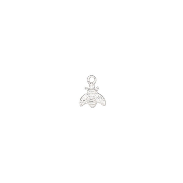 Charm, sterling silver, 6x5mm single-sided bumblebee. Sold individually. image number 0