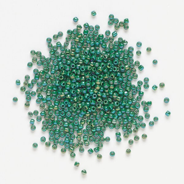 Seed bead, Dyna-Mites&trade;, glass, 1pkg1/2kg, #11 round, opaque rainbow pine green (774R 11/0 RR) image number 1