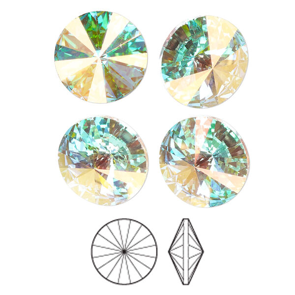 Chaton 144pk crystal AB foil back, Preciosa MAXIMA Czech crystal rhinestone 14mm rivoli image number 0