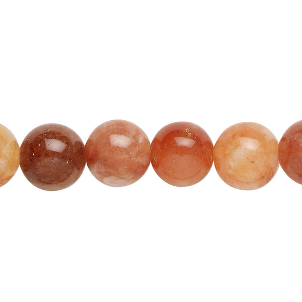 Quartz 1pkg1, round bead, 14 inch peach 9-11mm image number 0