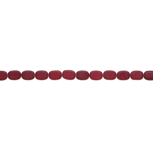 Bead 1pkg1 glass, translucent frosted red, 17x12mm-17x13mm flat oval, 15 inches. image number 1