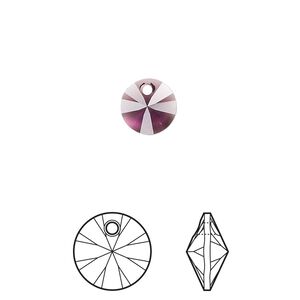 Drop 144pk amethyst, Swarovski® 8mm pendant mini disk 6428