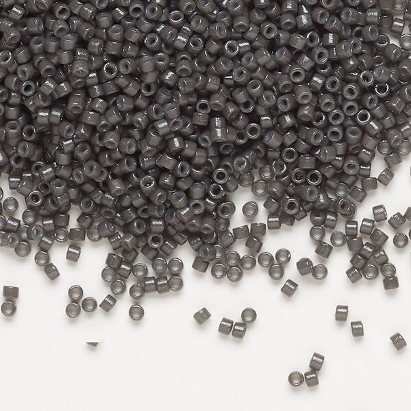 Seed bead, Delica®, glass, pkg/7.5g, #11 round, Duracoat® opaque outside dyed charcoal (DB-2368). image number 0
