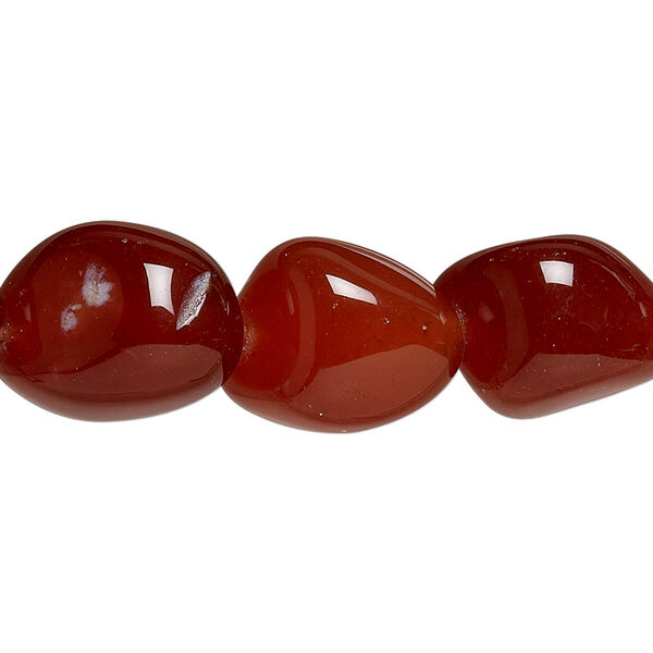 Bead, carnelian (dyed / heated), medium to large tumbled nugget, Mohs hardness 6-1/2 to 7. Sold per 15-1/2 to 16-inch strand. image number 0