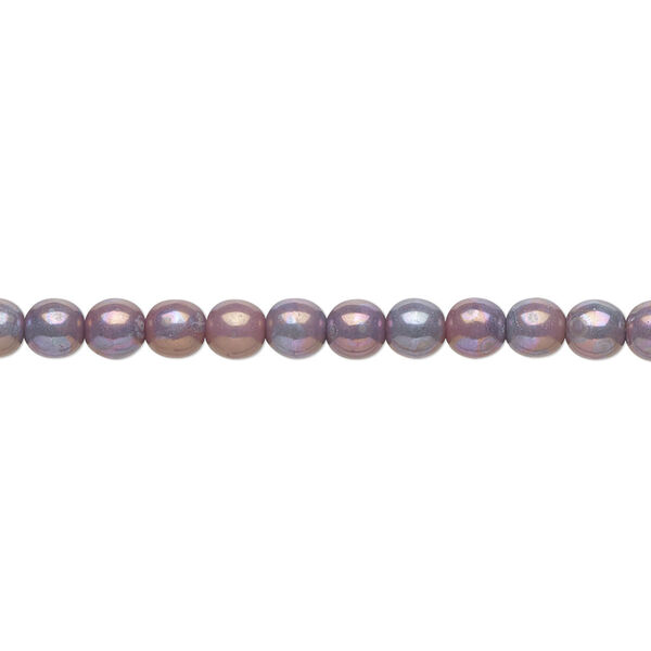Bead, Czech glass druk, opaque grey half-coated nebula, 4mm round. Sold per 15-1/2" to 16" strand. image number 0