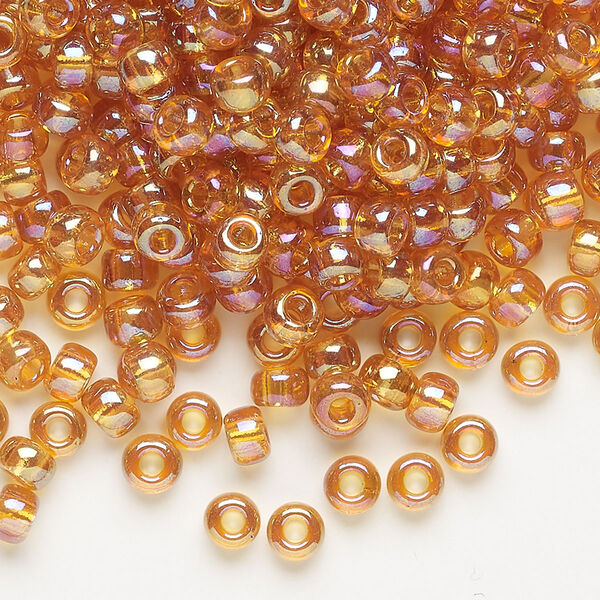Seed bead, Miyuki, glass, pkg/250g, #6 rocaille, translucent rainbow marigold (RR-2456). image number 0