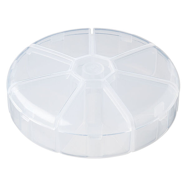 Organizer, plastic, clear, 4-1/4 x 1-1/4 inch round with 7 compartments. Sold individually. image number 2