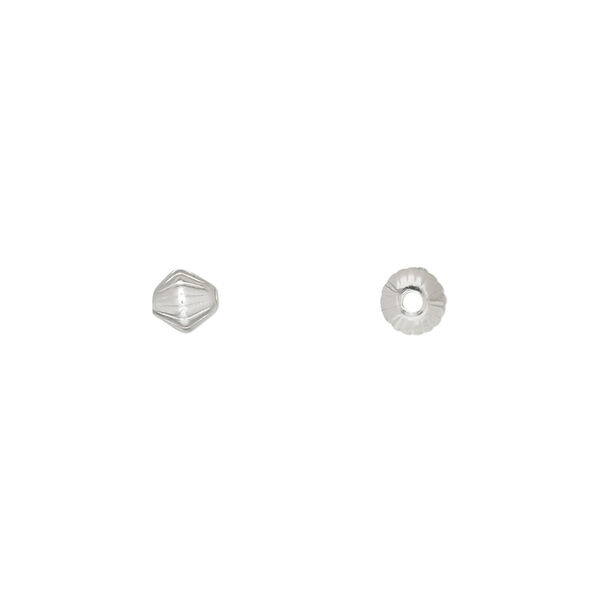 Bead, silver-plated brass, 5mm corrugated double cone. Sold per pkg of 100. image number 0