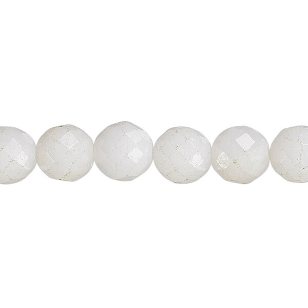 Bead, snow quartz (natural), 8mm faceted round, B grade, Mohs hardness 7. Sold per 15-1/2" to 16" strand. image number 0