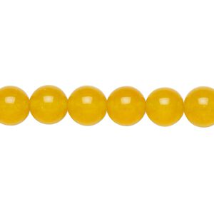 Yellow "jade" (quartz) 1pkg1, round bead 15.5-16 inch 8mm