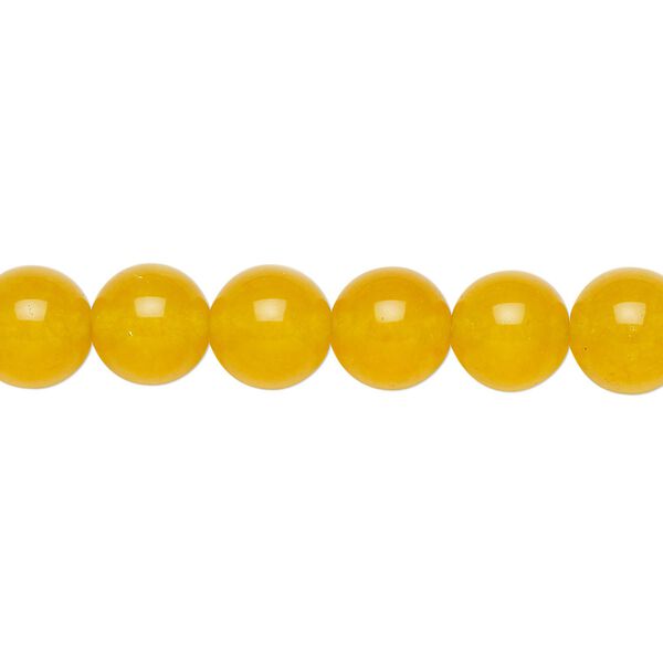 Yellow "jade" (quartz) 1pkg1, round bead 15.5-16 inch 8mm image number 0