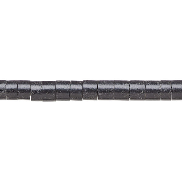 Bead, "jet" (plastic) (imitation), 4-5mm heishi. Sold per 15-1/2" to 16" strand. image number 0