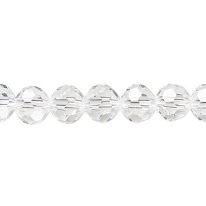 Bead 1pk 32 facets transparent clear, Celestial Crystal® 8mm round 15.5-16 inch