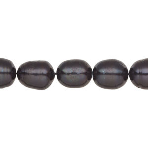 Freshwater pearl 1pkg1, rice, 14 inch black iris 8-9mm cultured