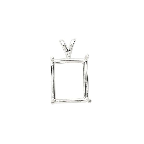 Pendant, Sure-Set™, sterling silver, 14x12mm with 4-prong emerald-cut basket setting. Sold individually. image number 0